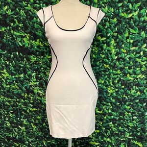 Express White Mini Dress with Black Trim Size 4